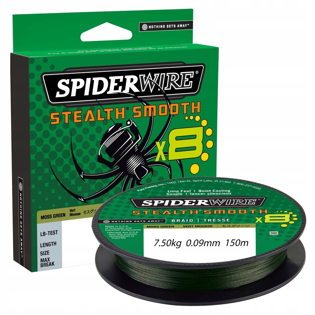 PLECIONKA SPIDERWIRE SS8 MOSS GREEN 0.09mm/150m