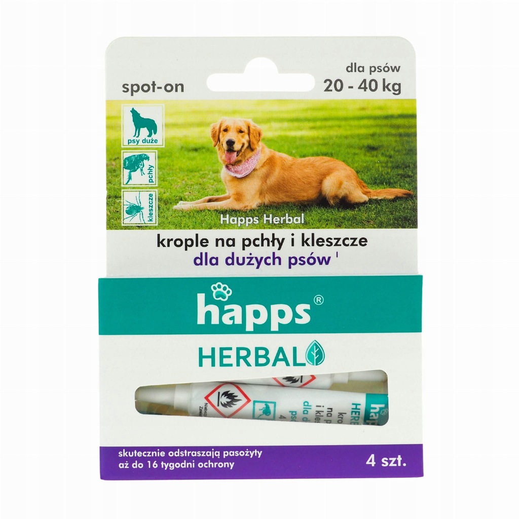 Krople na kleszcze HAPPS Herbal dla psów 20-40 kg