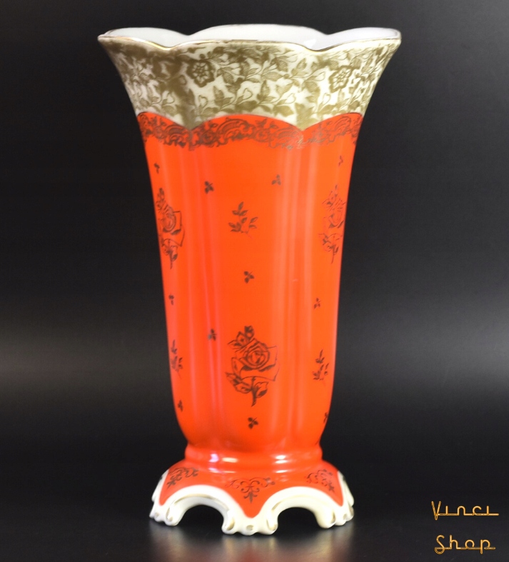 Wazon RS Tillowitz czerwień i złoto Tułowice Śląsk