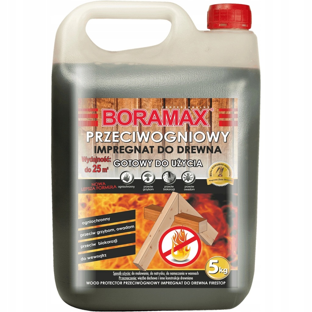 Boramax przeciwogniowy impregnat do drewna 5l bezbarwny