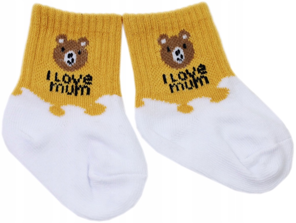 SKARPETKI NIEMOWLĘCE BAWEŁNIANE JELLOW I LOVE MUM 0m+