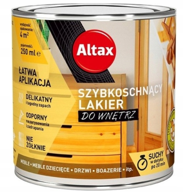 ALTAX szybkoschnący lakier do wnętrz połysk, 250ml