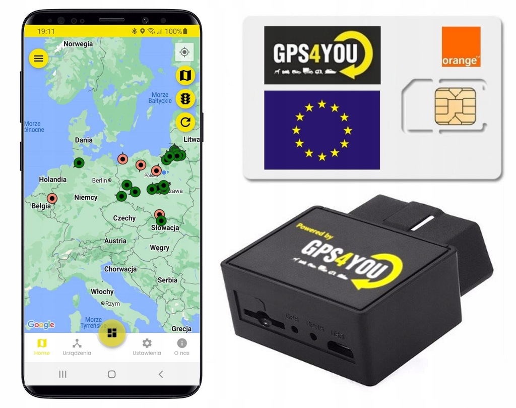 LOKALIZATOR GPS GPS4YOU OBD Do Samochodu Karta SIM Serwer PL Bez Abonamentu