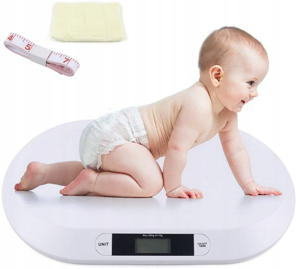 Biała skala elektroniczna dla niemowląt+linijka
