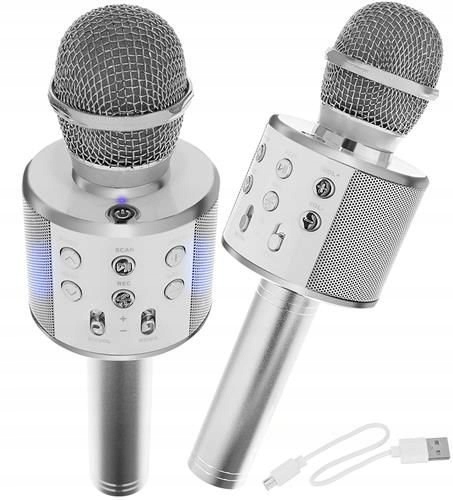 ND12_13865 Mikrofon karaoke z głośnikiem srebrny 5902802913166