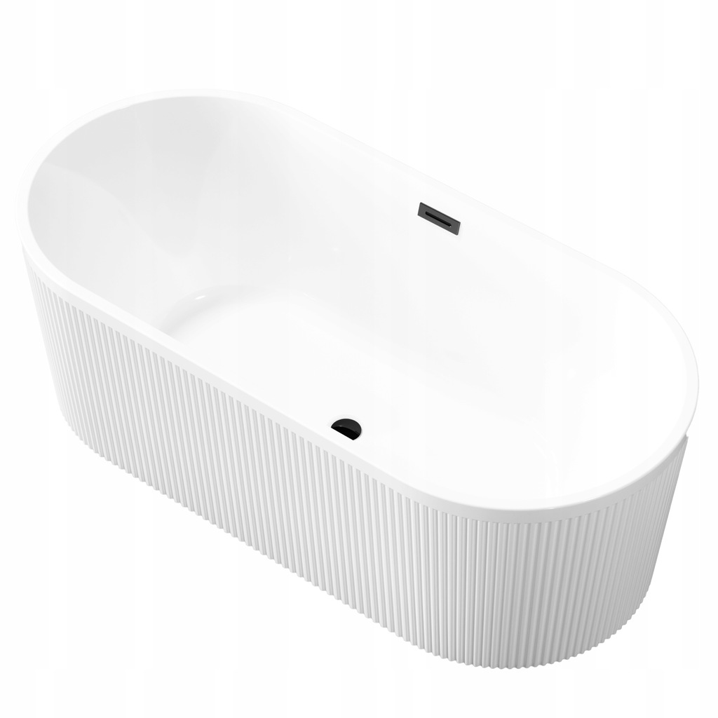 Wanna Wolnostojąca Ryflowana 170x80 GLAMOUR 01 Syfon Czarny