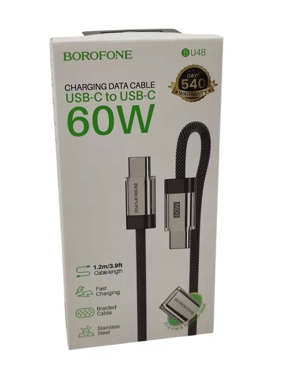 BOROFONE KABEL BU48 HERO -TYP C NA TYP C- 60W 3A 1,2 METRA