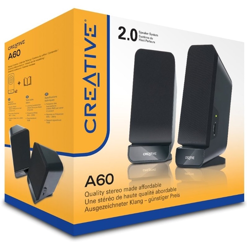 Купить Компьютерные колонки CREATIVE A60 2.0 с разъемом 3,5 мм: отзывы, фото, характеристики в интерне-магазине Aredi.ru
