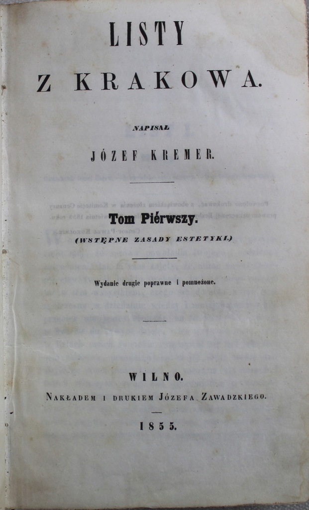 Listy z Krakowa tom 1 1855 r.