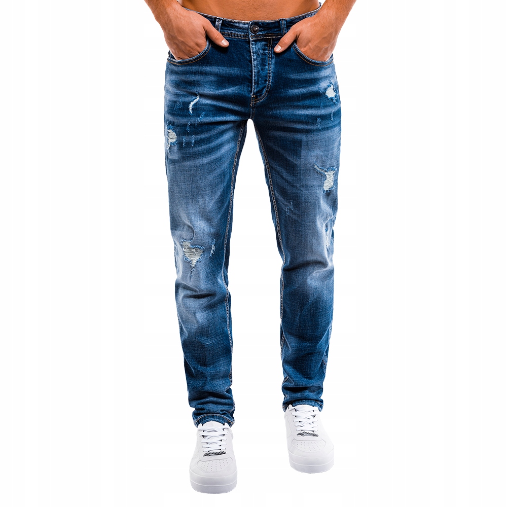 OMBRE Spodnie męskie jeansy dziury P856 nieb. M