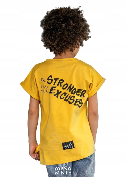 MashMnie T-shirt Stronger Żółty rozmiar 116-122