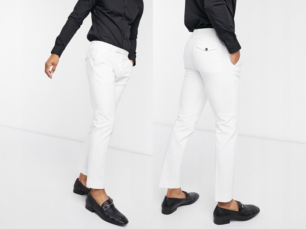 Twisted Tailor Białe eleganckie spodnie 32/32