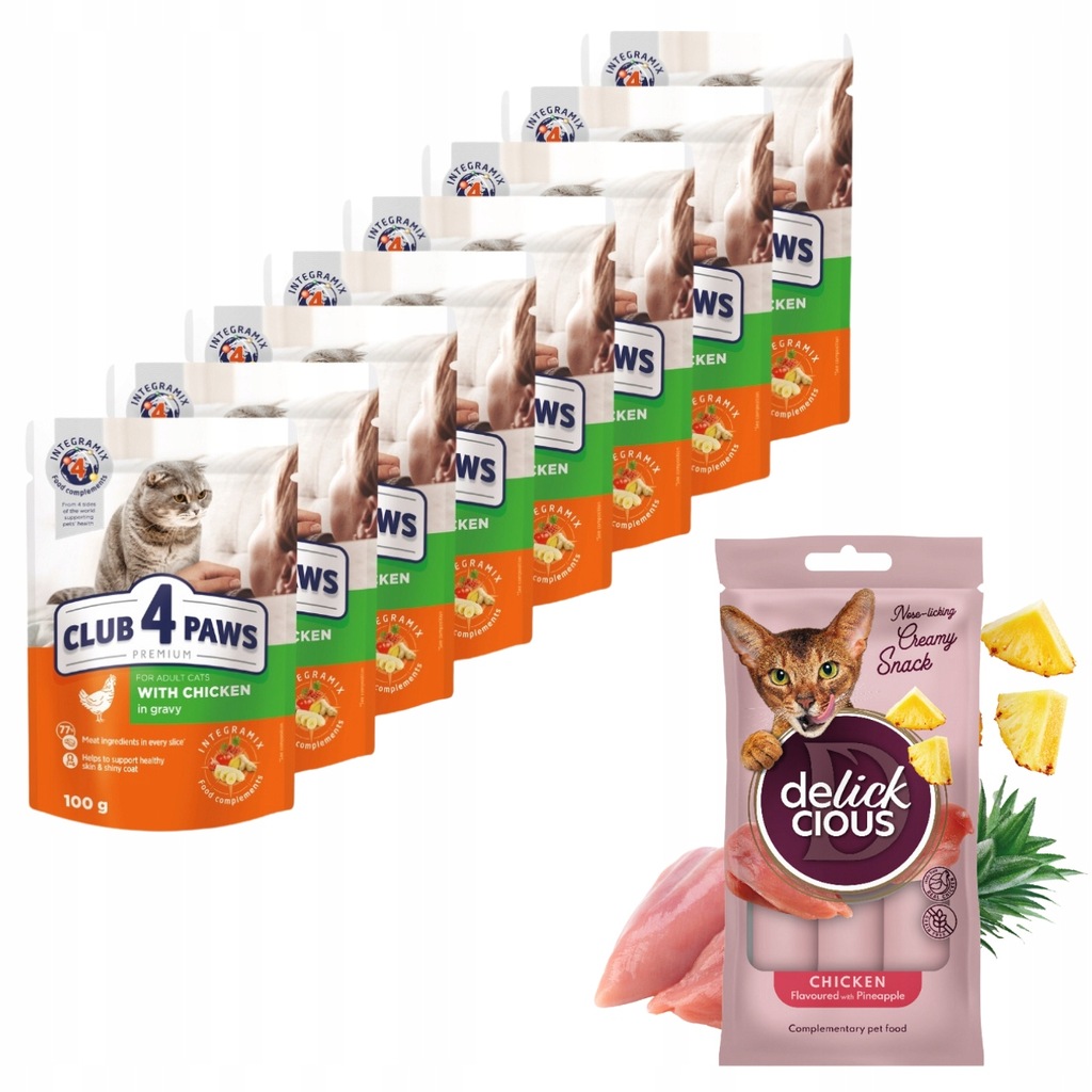 Mokra karma dla kotów kurczak w sosie x24 Zestaw z przysmakami Delickcious
