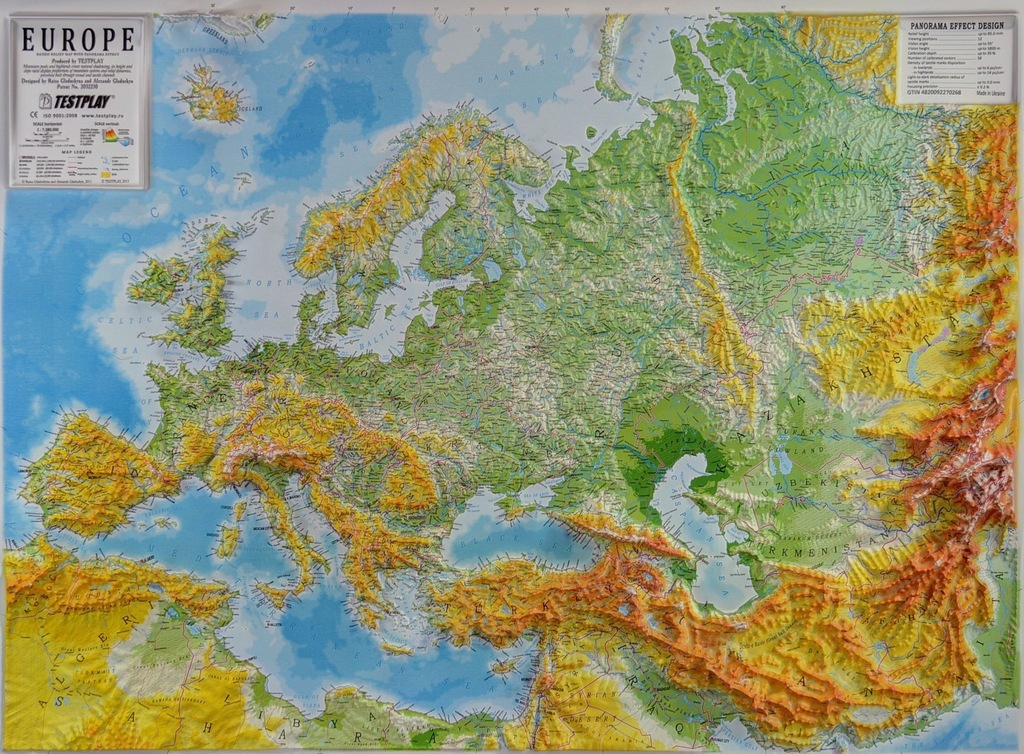 EUROPA 3D! DUŻA MAPA PLASTYCZNA / TRÓJWYMIAROWA