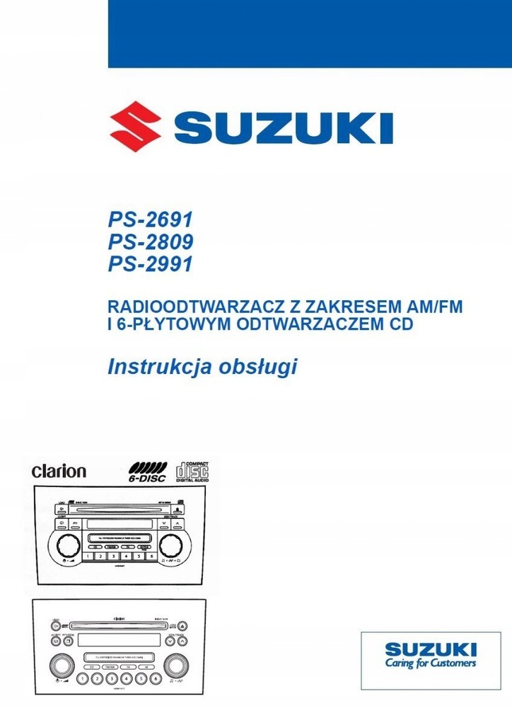 Suzuki Radio Clarion Instrukcja Obsługi - 7636403478 - Oficjalne Archiwum Allegro