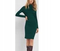 Orsay-zielona prążkowana sukienka golf/L