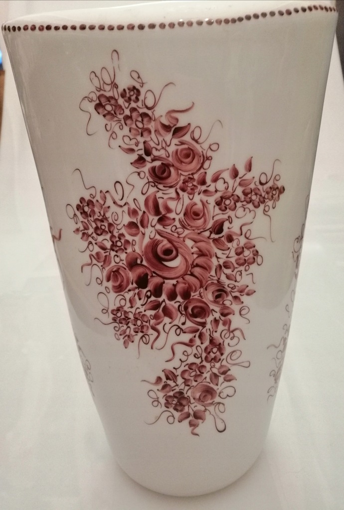 Piękny wazon Karolina? PRL ręcznie malowany
