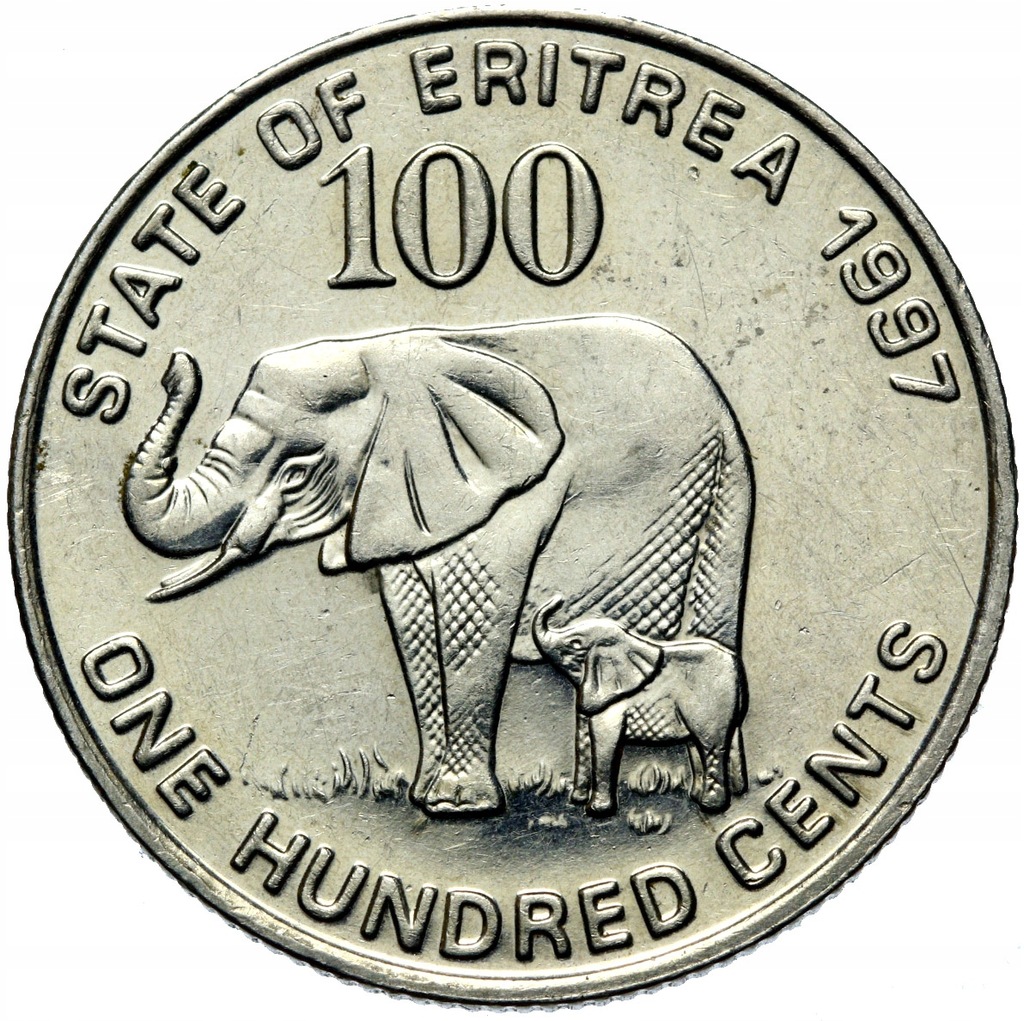 + Erytrea - 100 Centów 1997 - SŁOŃ SŁONIE