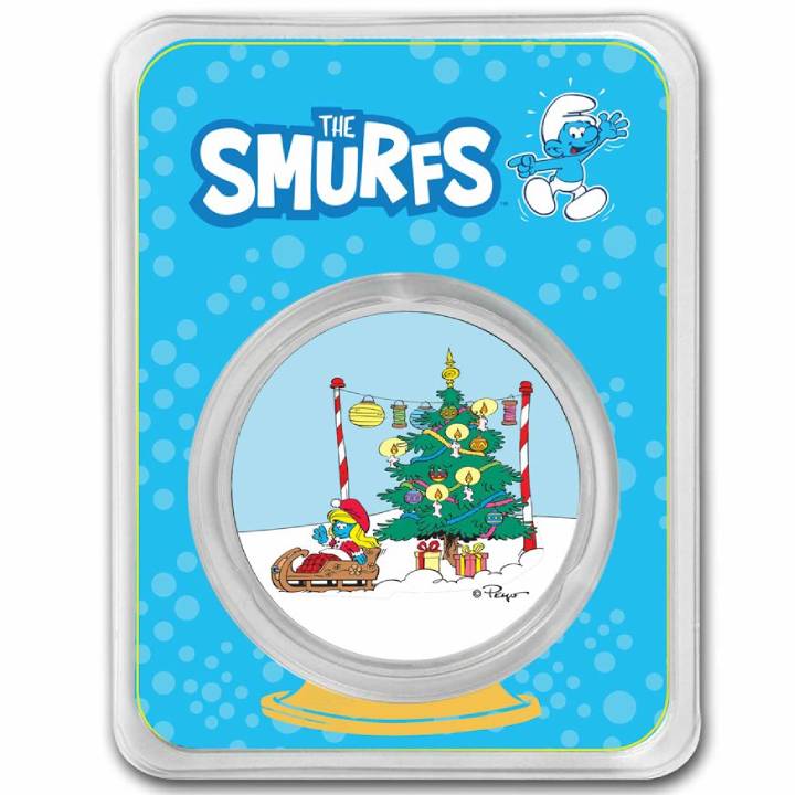 Niue Smurfette Christmas 2023 kolorowany 1 oz Ag999