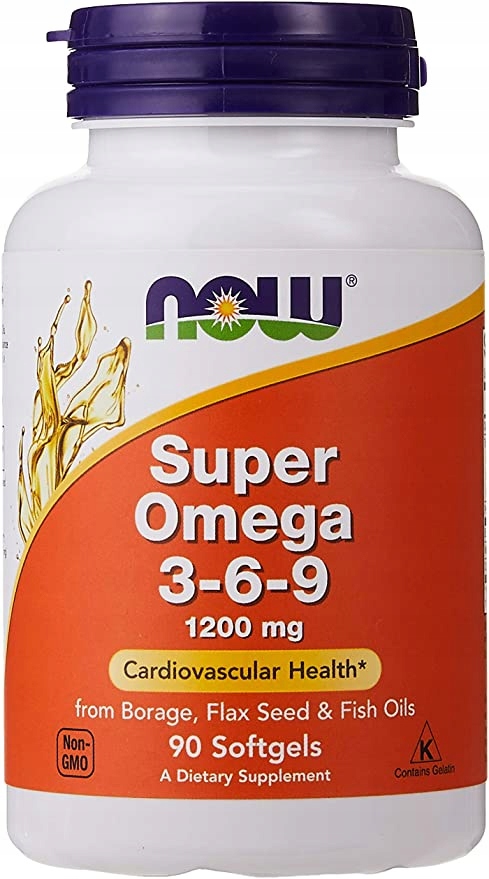 Now Foods Super Kwasy Omega 3 6 9 1200mg tran DHA EPA odporność 90 kapsułek