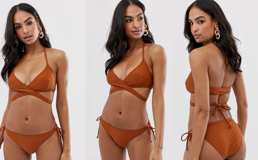 X01191KU31 WAREHOUSE MAJTKI OD BIKINI BROWN 34