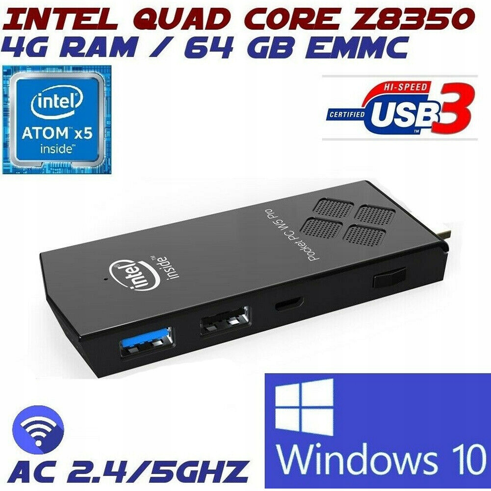 Intel Quad Core 64 GB AC Windows 10 Compute Stick