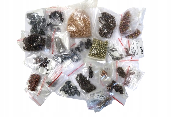Koraliki brązowe szare MIX Korallo Pasart 0,15 kg bransoletki ozdoby DIY