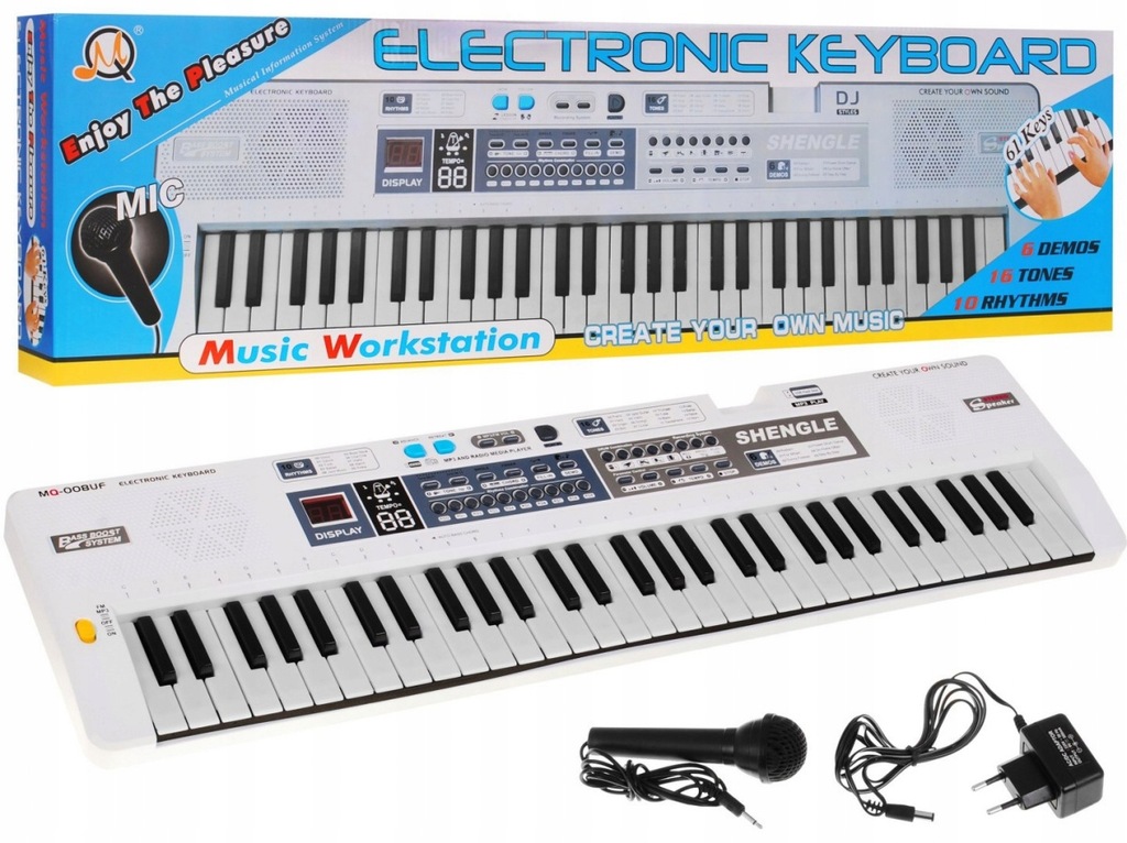Biały Keyboard dla dzieci 5+ Mikrofon + Nagrywanie + Głośniki Stereo - mode
