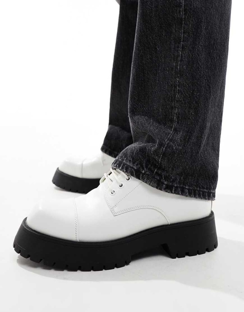 Asos Białe sznurowane buty na grubej podeszwie 39