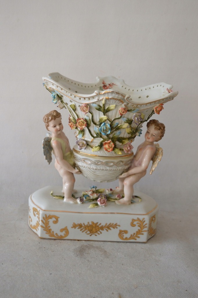 AMORY TRZYMAJĄCE PATERE - PATERA PORCELANA SYGN