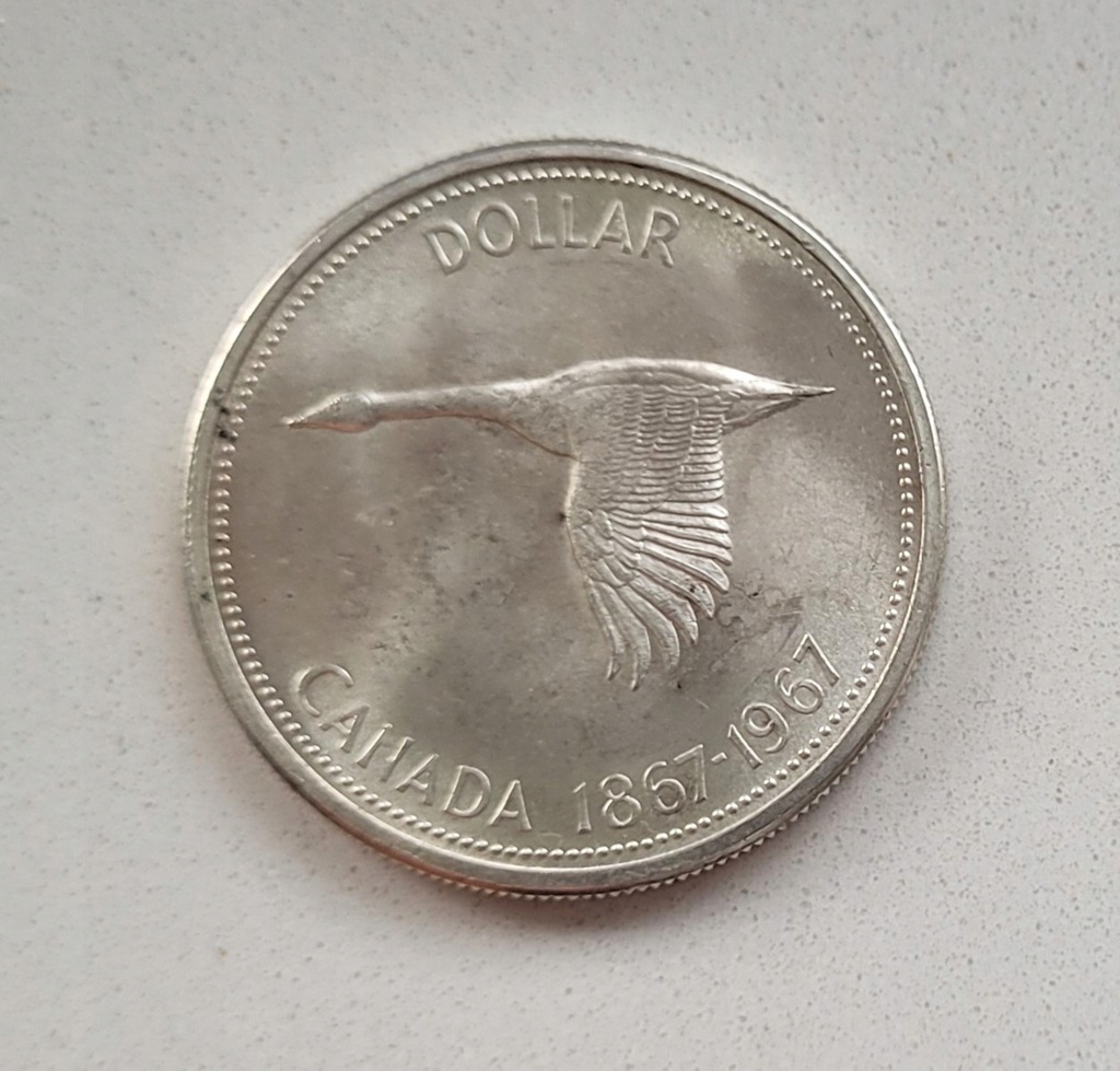 J11) KANADA srebro - 1 Dollar- 1967 r. Gęś