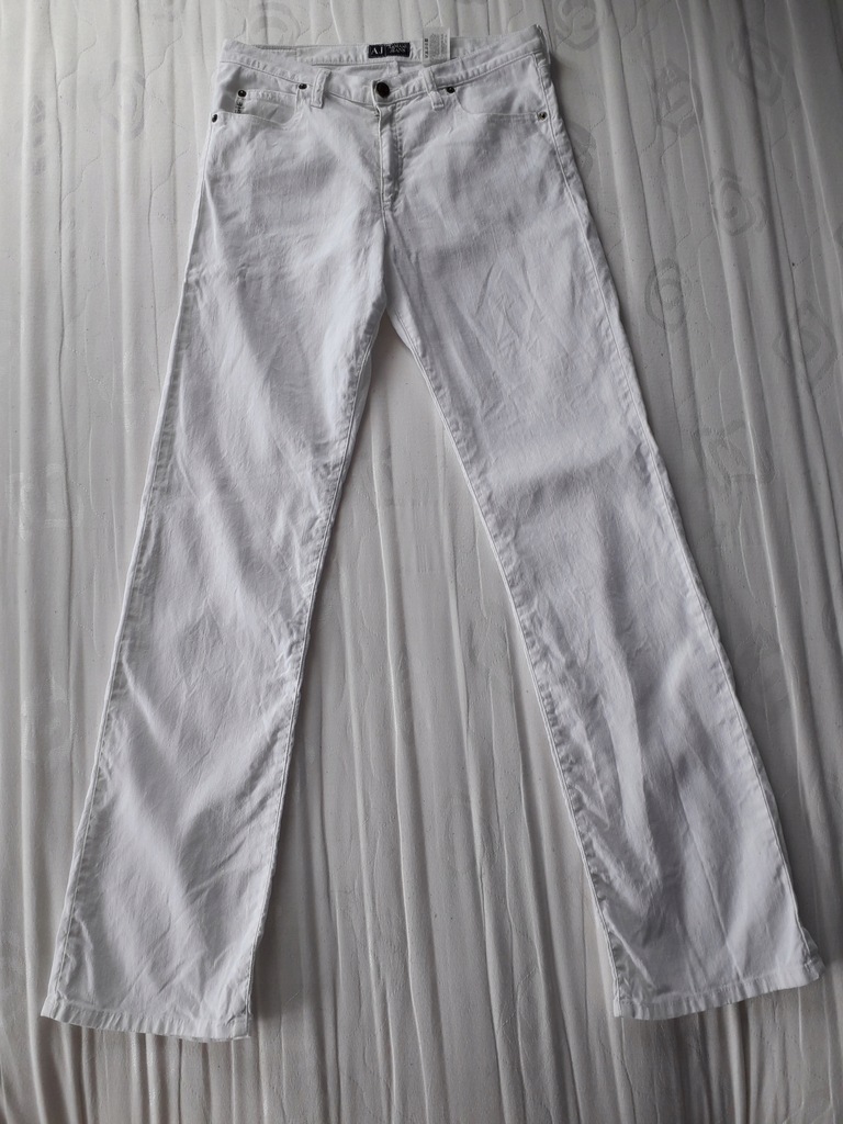 Spodnie lniane Armani damskie białe roz 29