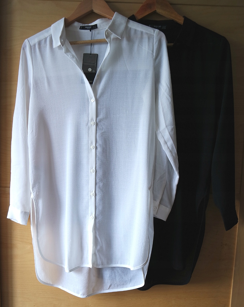 2 koszule biała czarna oversize zestaw MANGO 34/36