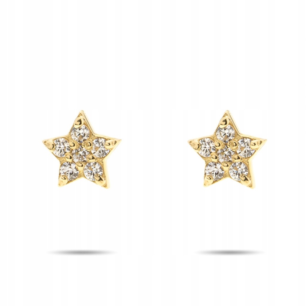 Złote kolczyki sztyfty gwiazdki z cyrkoniami-pr585
