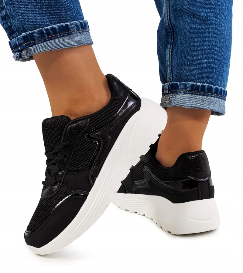 Czarne sneakersy damskie Basemat rozmiar 38
