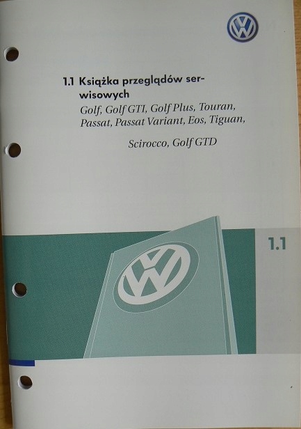 Volkswagen - Książka przeglądów serwisowych 2009r.