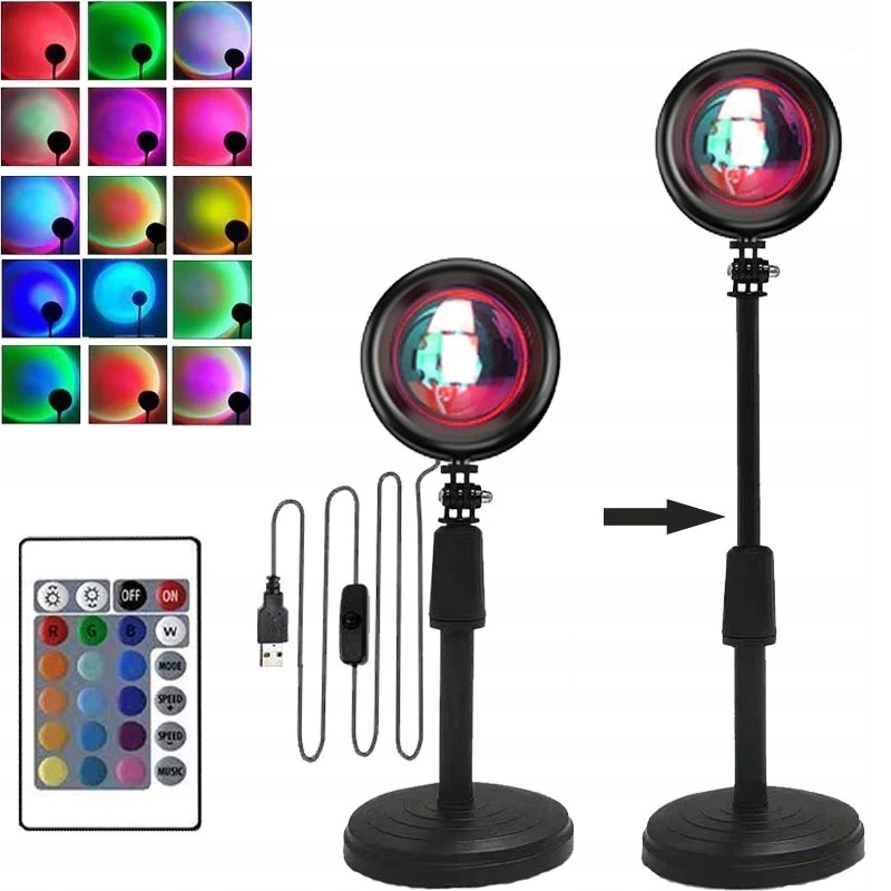 LAMPA NOCNA PROJEKCYJNA DO SALONU SŁOŃCE + PILOT