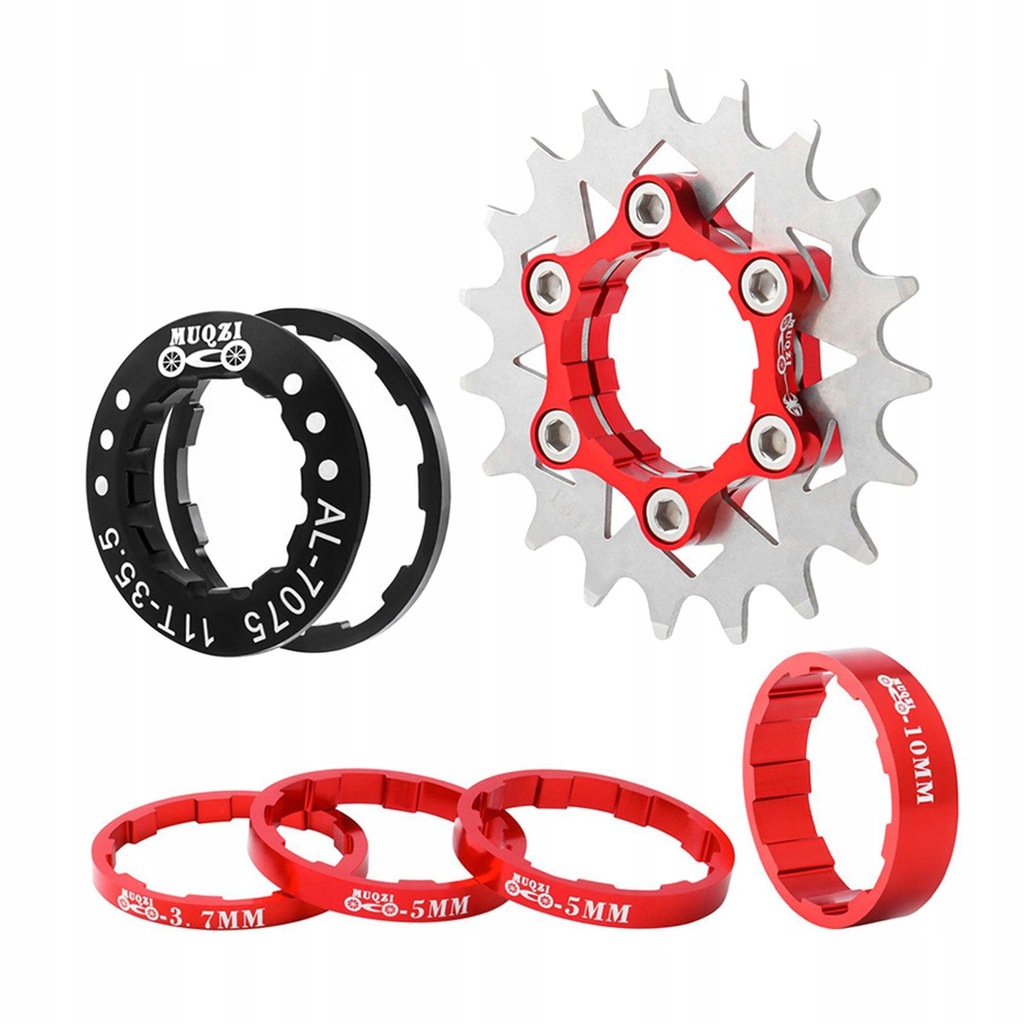 Lightweight Bike 19T Single Speed Cassette Set Fixie Conversion Kit Red