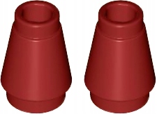 LEGO Stożek 1x1 Ciemny Czerwony 4589b - 2szt