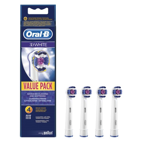 4 x ORYGINALNE KOŃCÓWKI ORAL-B 3 D WHITE BRAUN NEW