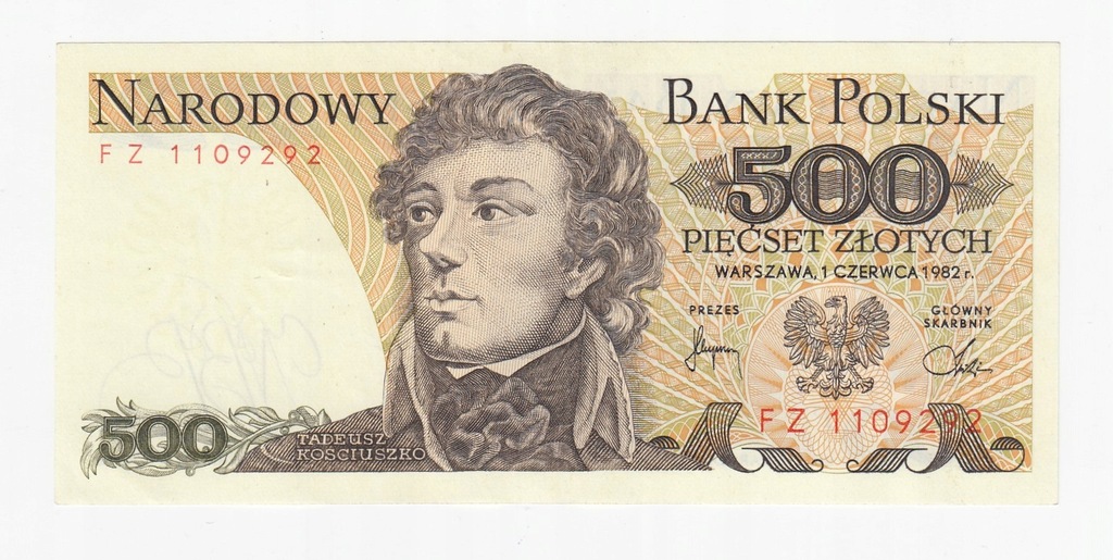 Banknot 500 zł 1982, seria FZ, st. 2