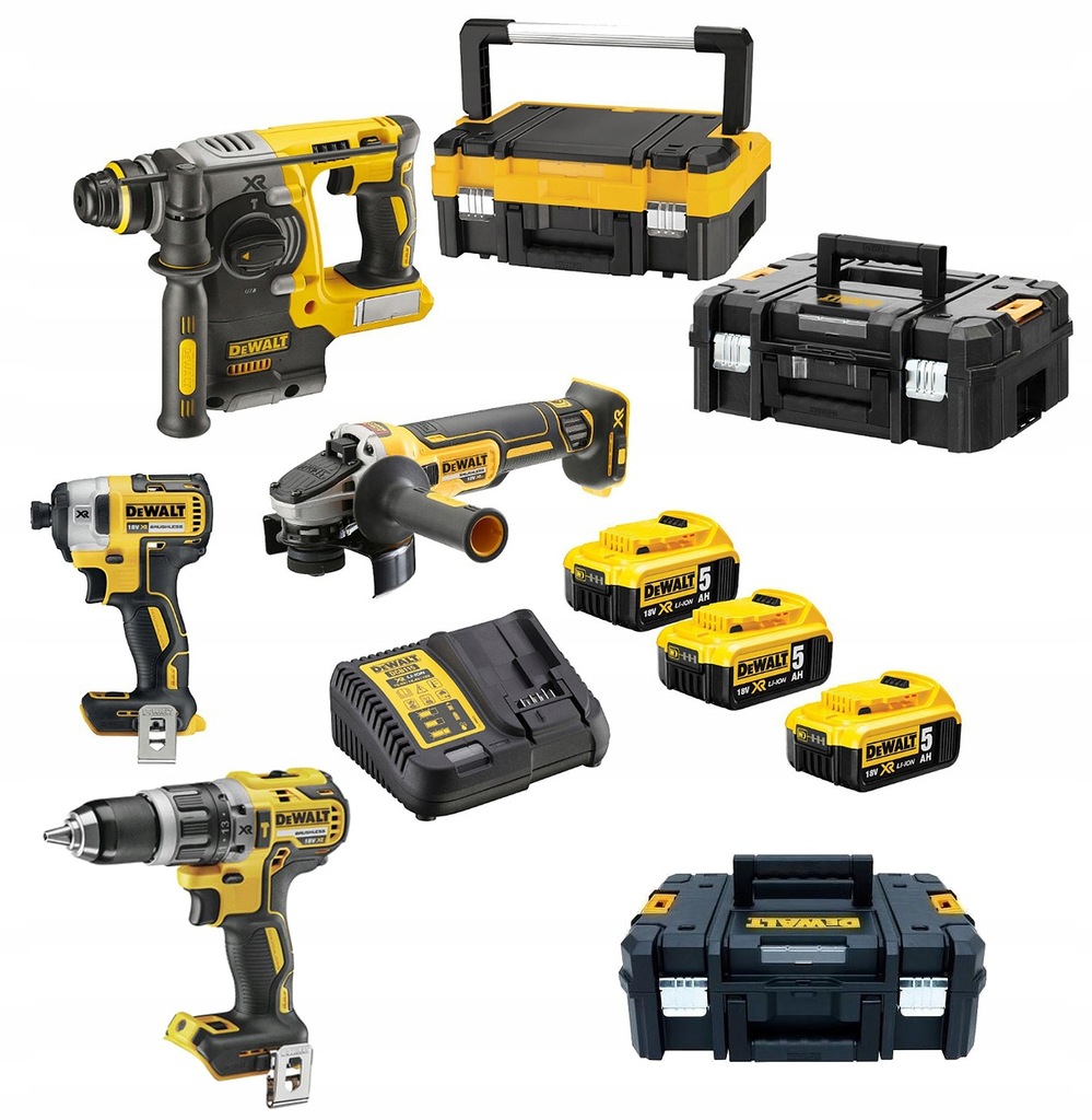 DEWALT Zestaw combo BEZSZCZOTKOWY 18V 3x5Ah 4szt.