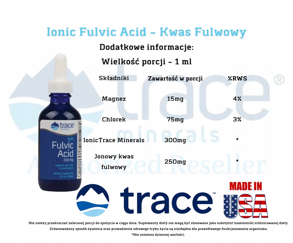 Trace Minerals: Ionic Fulvic Acid - Kwas Fulwowy