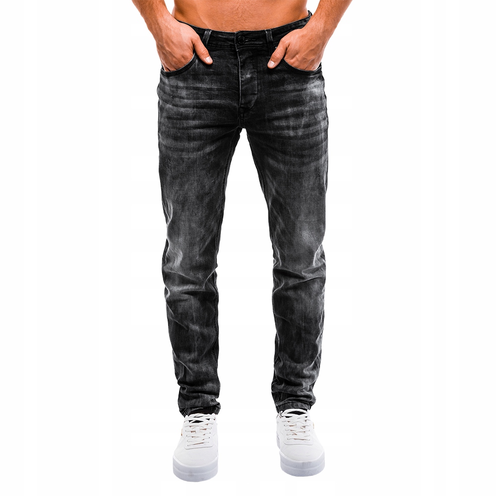OMBRE Spodnie męskie jeansowe P860 czarne M