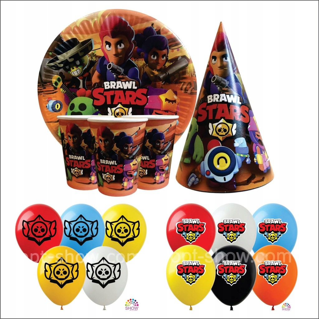 Zestaw urodzinowy BrawlStars Talerzyki kubki balon