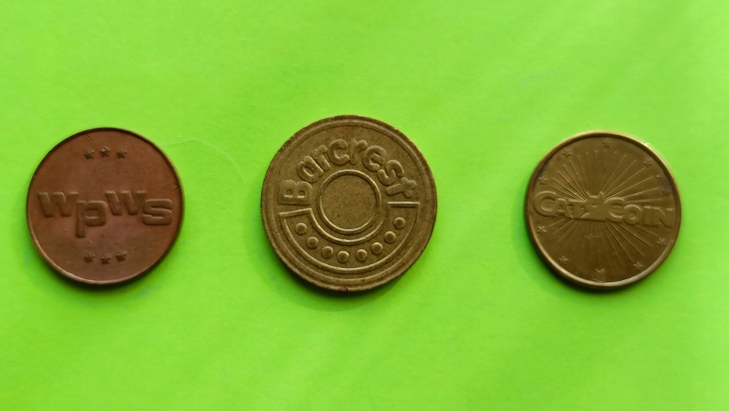 Oryg. Żetony(sztony) PRL do kasyn i maszyn do gier: Barcrest, Catcoin, WPWS
