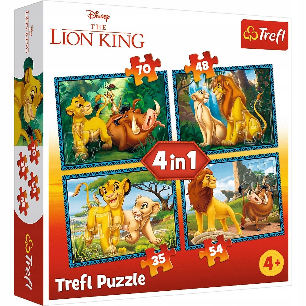 Puzzle Król Lew Simba Pumba 4w1 Trefl 4+ 34317