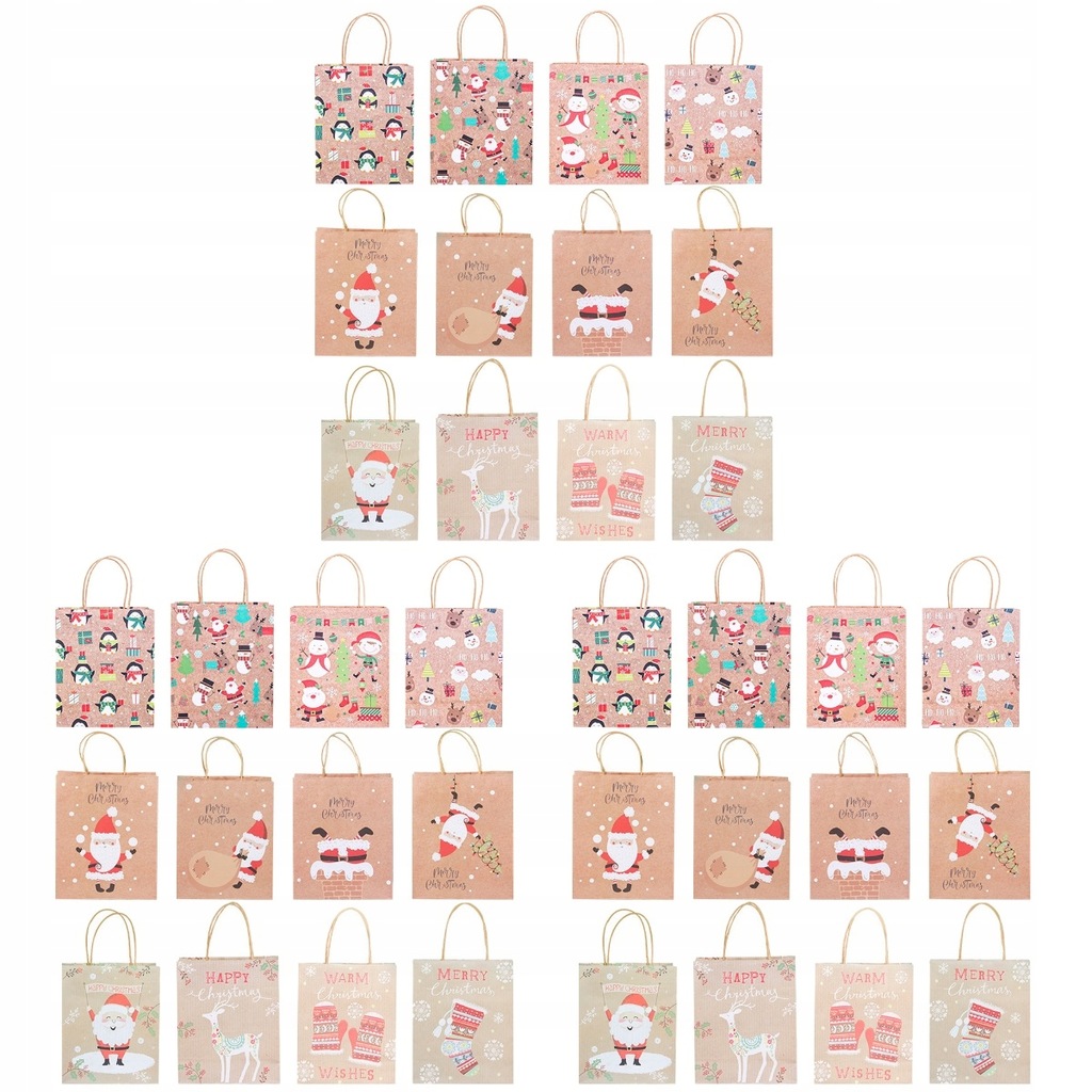 Holiday Gift Bags Large Kraft Paper Packing Brown