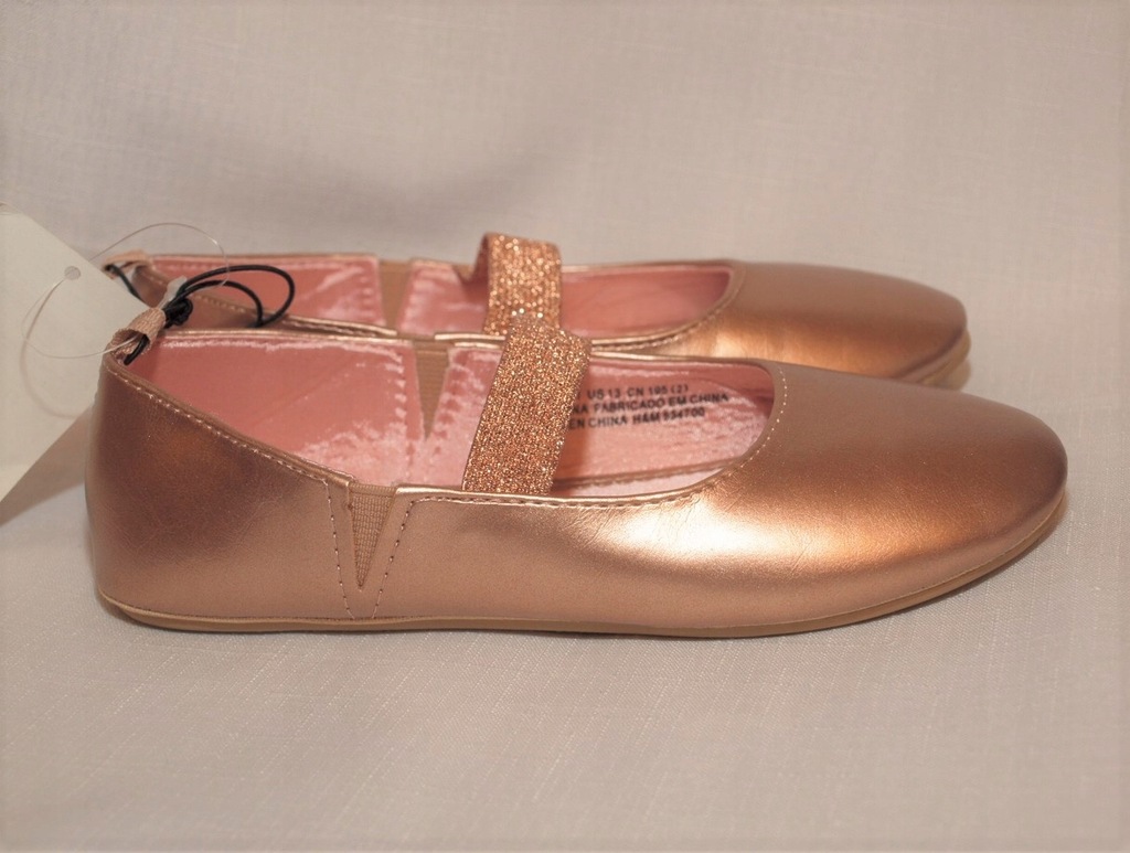 H&M buty baleriny różowe KOKARDKA gumka 30