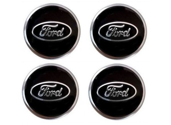 Naklejki na kołpaki emblemat Ford 90mm czarne alu